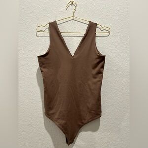 Abercrombie & Fitch Seamless Soft Collection Brown Bodysuit V-Neck One Piece